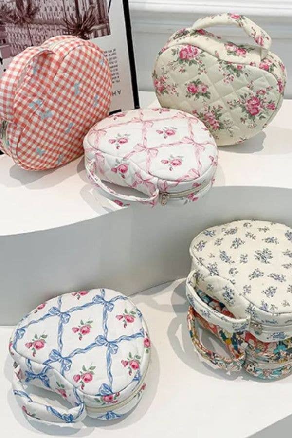 Blue Floral Coquette Heart Shaped Bag for wholesale on Faire4