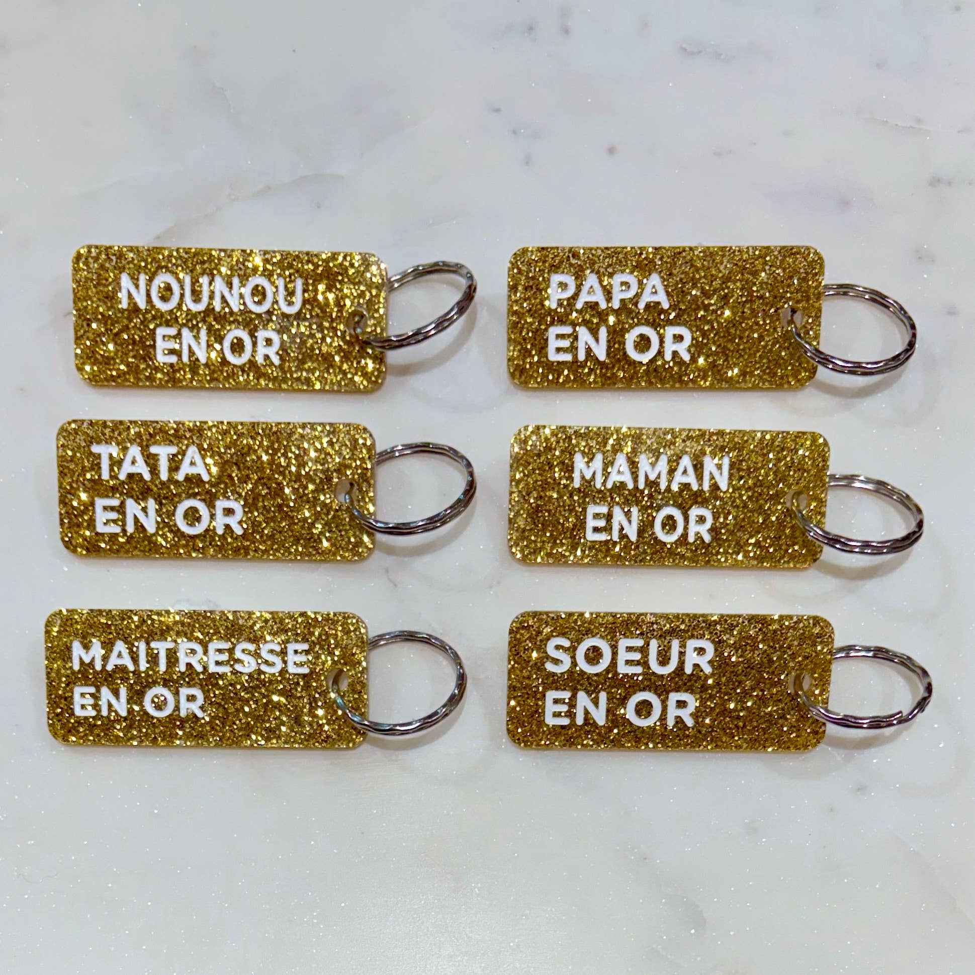 Plus de Love - Venta al por mayor Llavero - Unisex - NOUNOU DE ORO Llavero con lentejuelas Más amor1