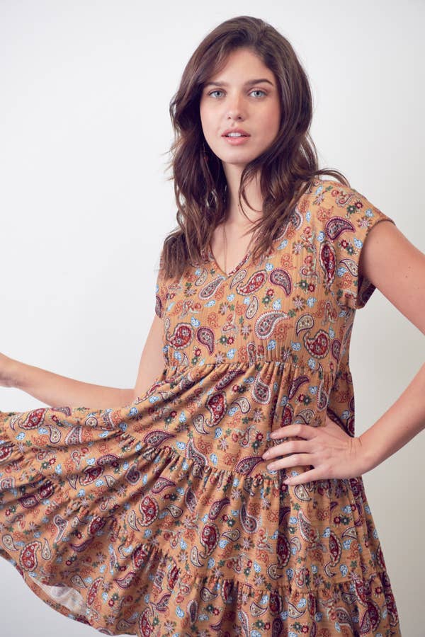 JADE BY JANE – wholesale Klänning - Dam – PAISLEY PRINT VNECK BABYDOLL-KLÄNNING - Bohemisk Stil12