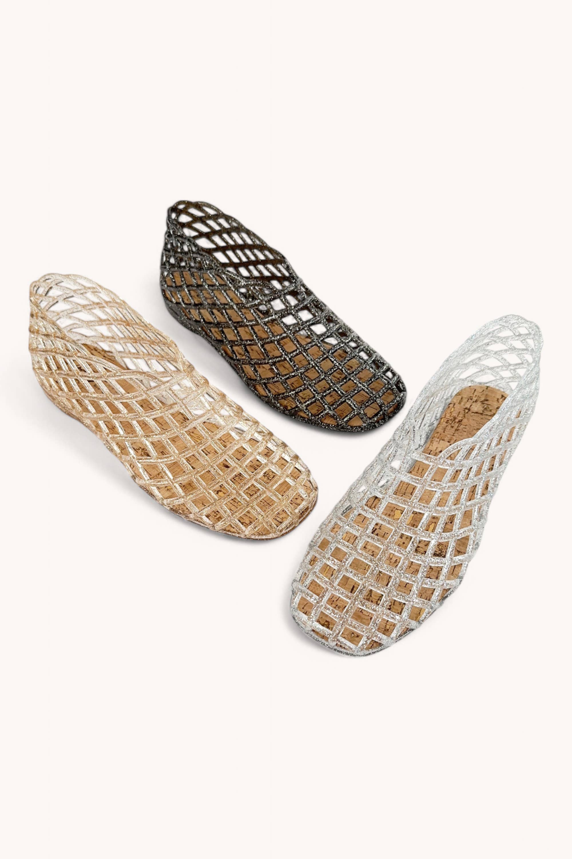 CCOCCI – wholesale Sandals – Women's – METEOR-28 JELLY WOVEN MESH SLIP-ON FLAT SANDALS12