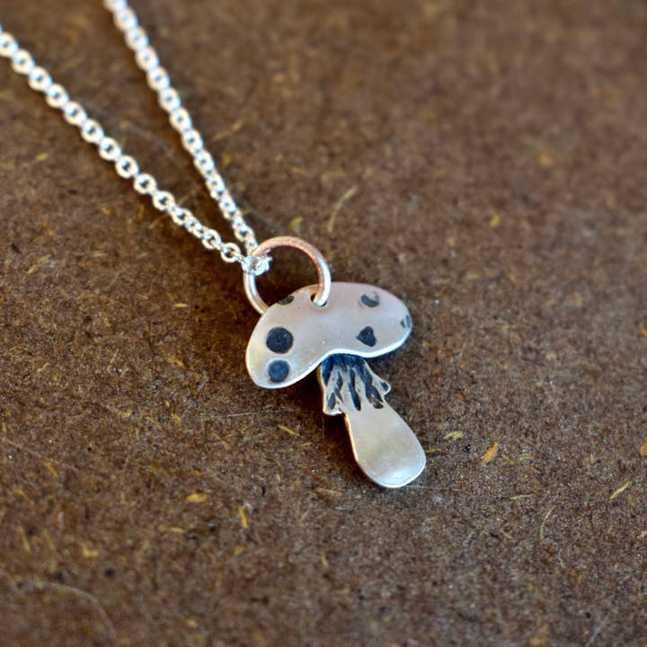 Magic Mushroom Necklace- Sterling Silver for wholesale by Chloeography
