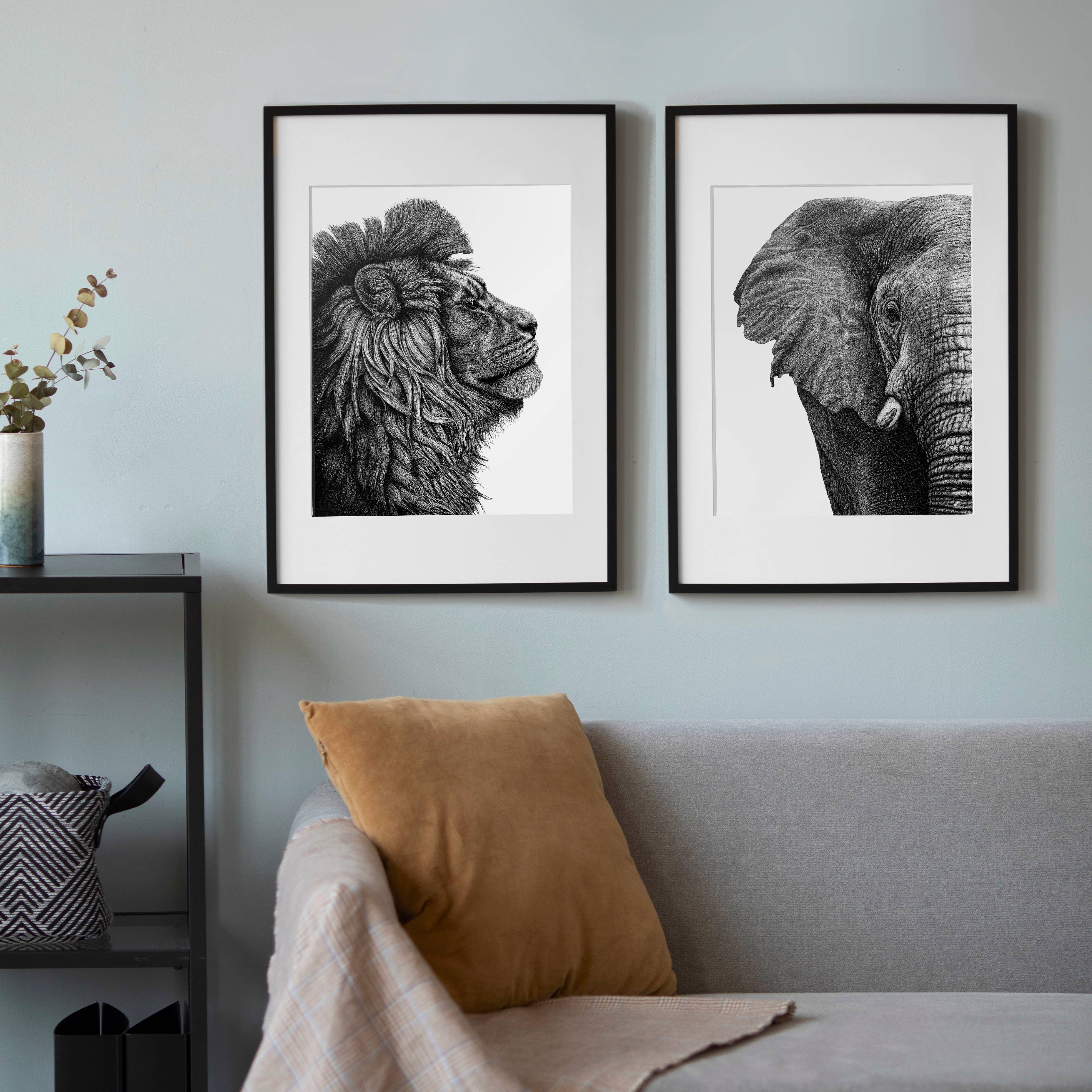 Wild Lines - Wholesale Art Print - Black and White Animal Art Print - Stylish A4 Lion Wall Art2