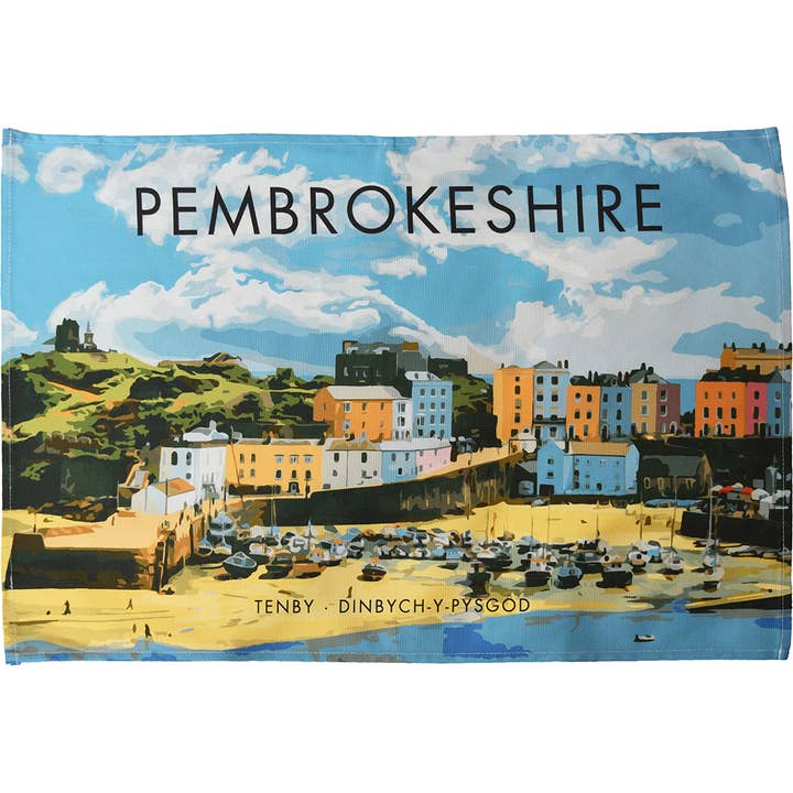 Pembrokeshire - Tenby tea towel for wholesale by Town Towels
