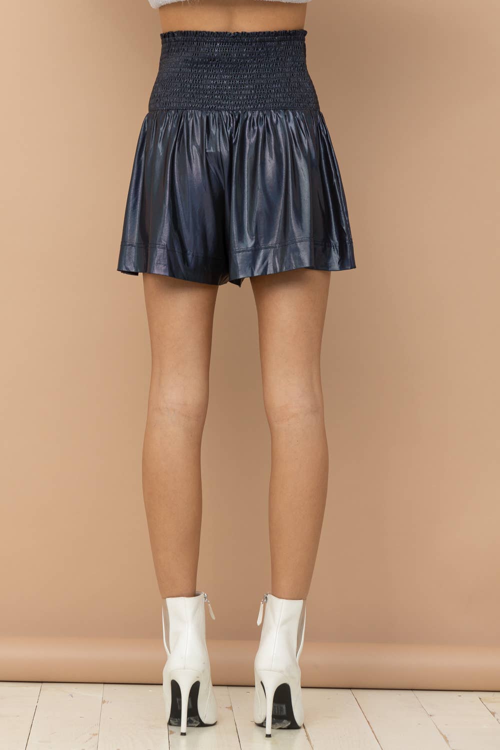 Blue B - Wholesale Shorts - Women's - 22350P - Smocked Waist Metallic Golden Shorts2