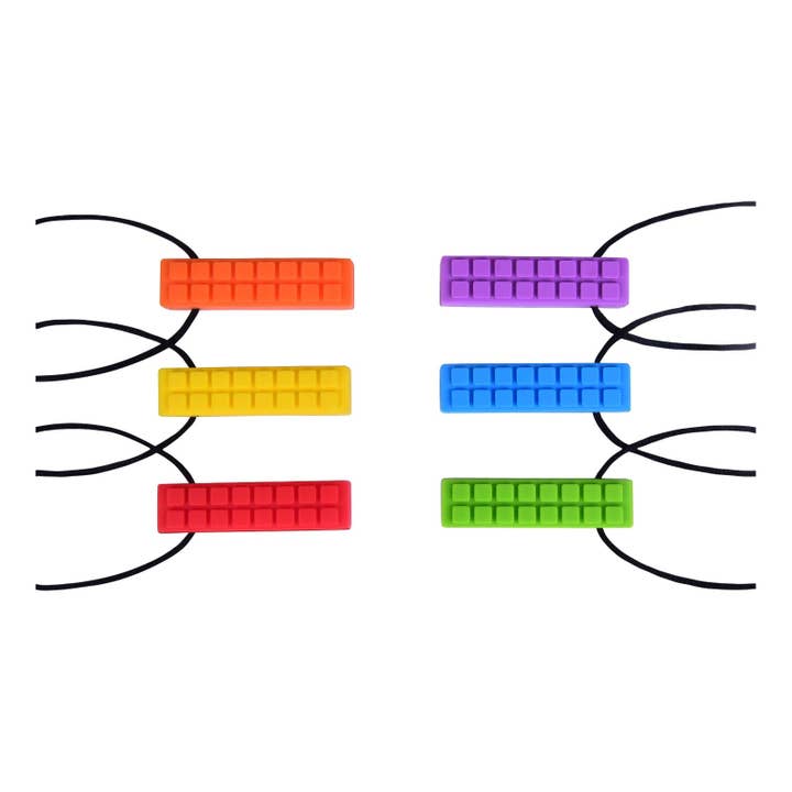 Chewy Blocks Necklace - Calming Textured Chewy Silicone Pendant for Autism & Oral Motor Special Needs Kids for wholesale by Special Supplies