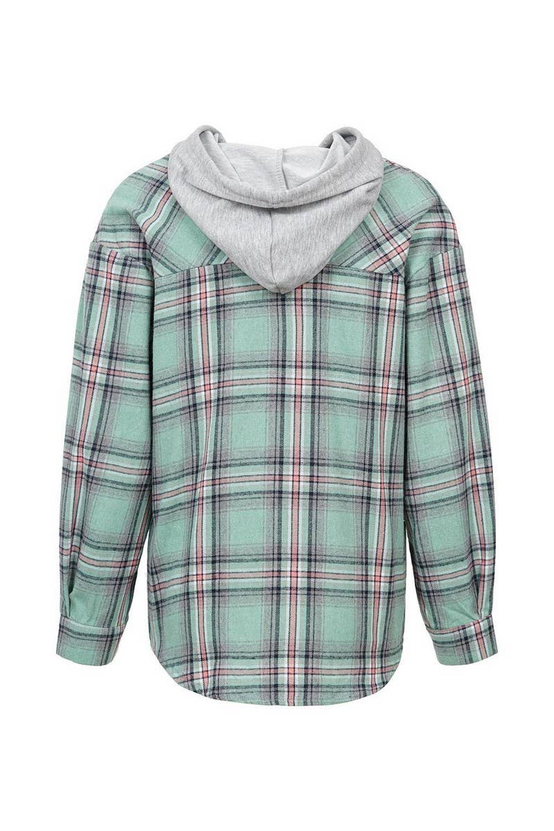 NINEXIS - Wholesale Coat - Women's - CWOCO1101_CASUAL HOODED COLORBLOCK PLAID SHIRT COAT6