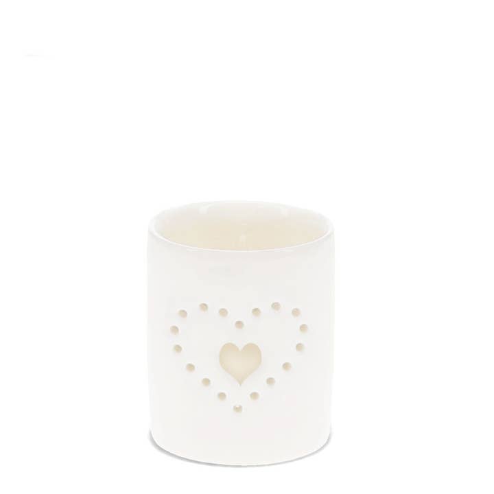 Glossy Ceramic Tealight Holder - Heart for wholesale by Rex B2B - UK