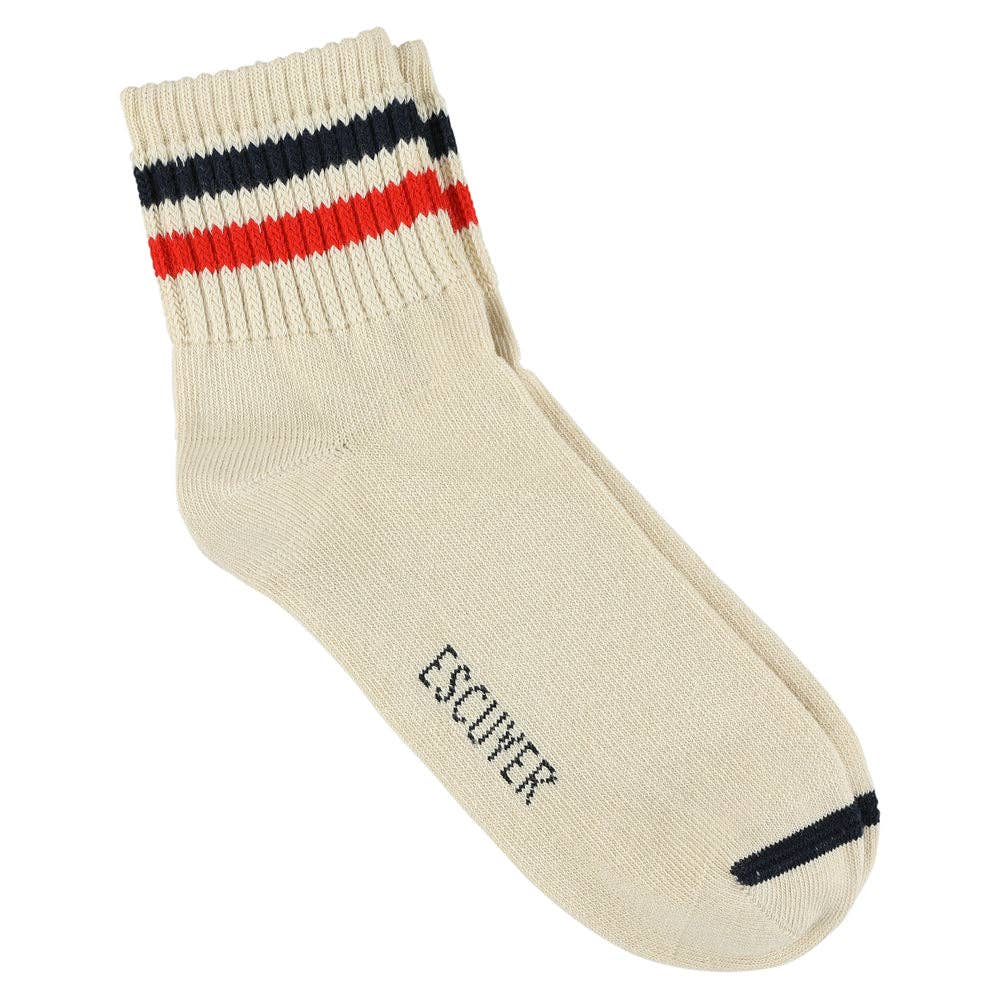 ESCUYER - Wholesale Socks - Men's - Men Ankle Socks - Ecru / Blue / Orange0