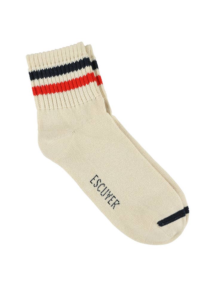 ESCUYER - Wholesale Socks - Men's - Men Ankle Socks - Ecru / Blue / Orange
