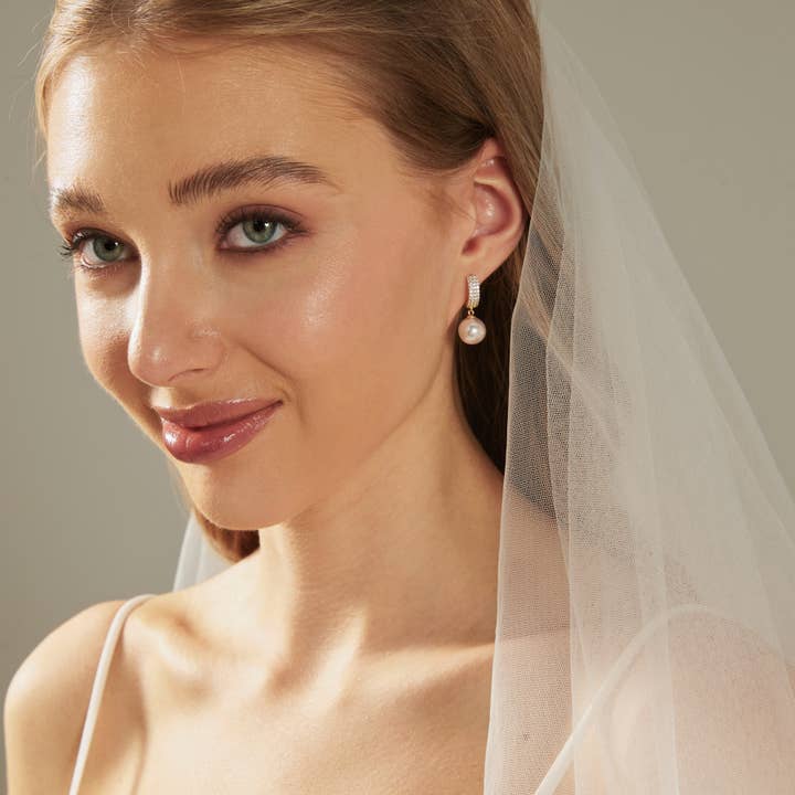 Drrtymagic - Wholesale Dangle Earrings - Diamond Hoop Pearl Drop Earrings Gold Hoop Pearl Earrings 7