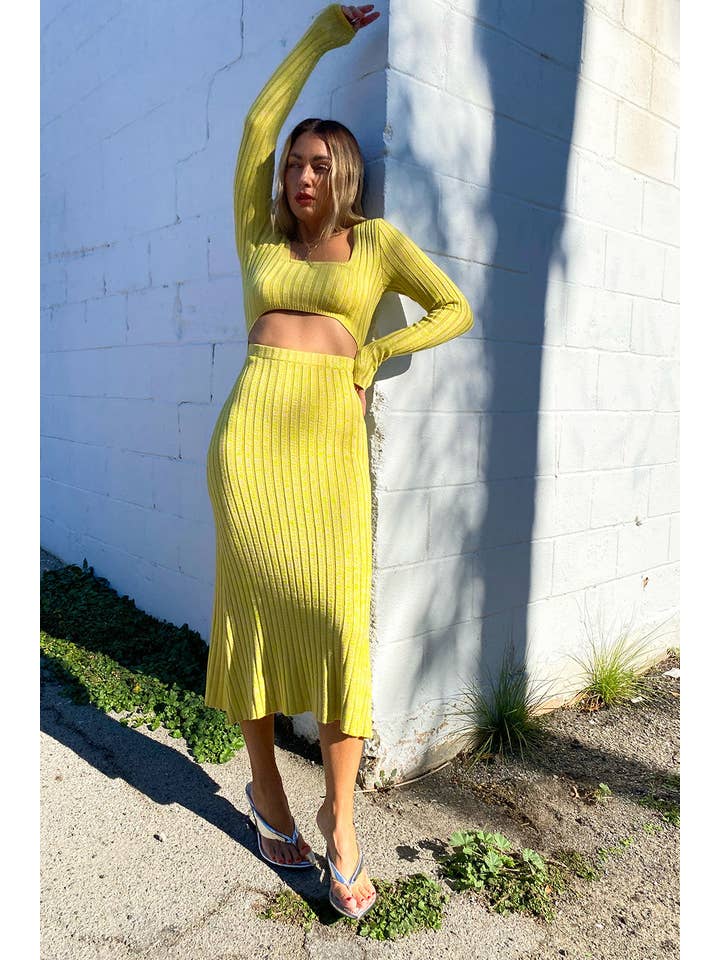 Skye Midi Dress - Marled Lime for wholesale on Faire