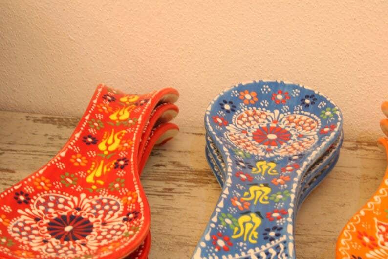 Mediterranean Collection - Vendita all'ingrosso Poggiamestolo - Cucchiai Poggiacucchiaio in Ceramica Messicana - Confezione Minima di 10 Pezzi1