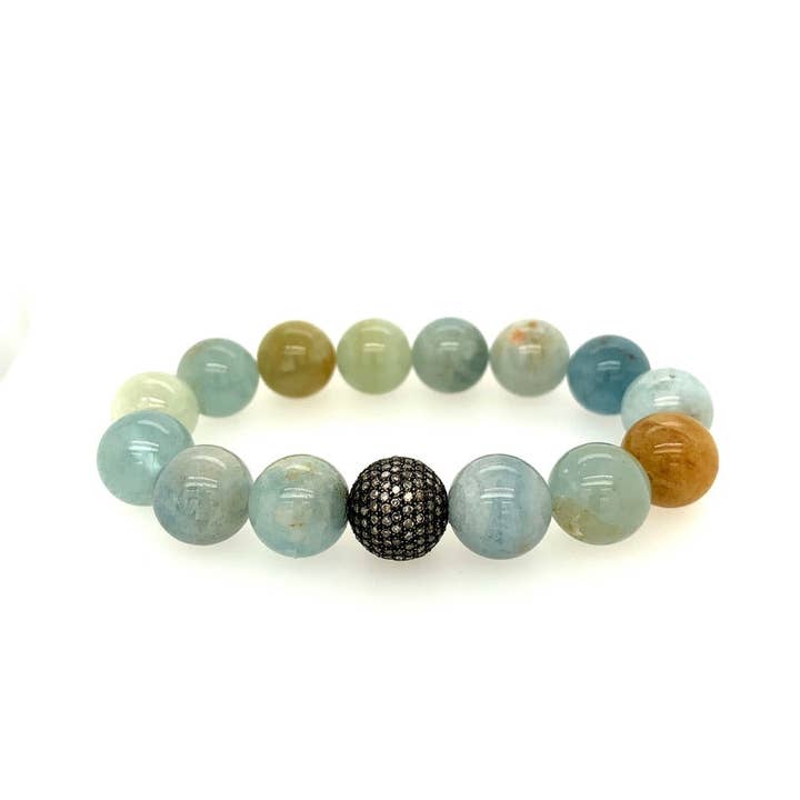 Aquamarine, Pave Diamond Bracelet for wholesale by Ellen Hoffman Designs