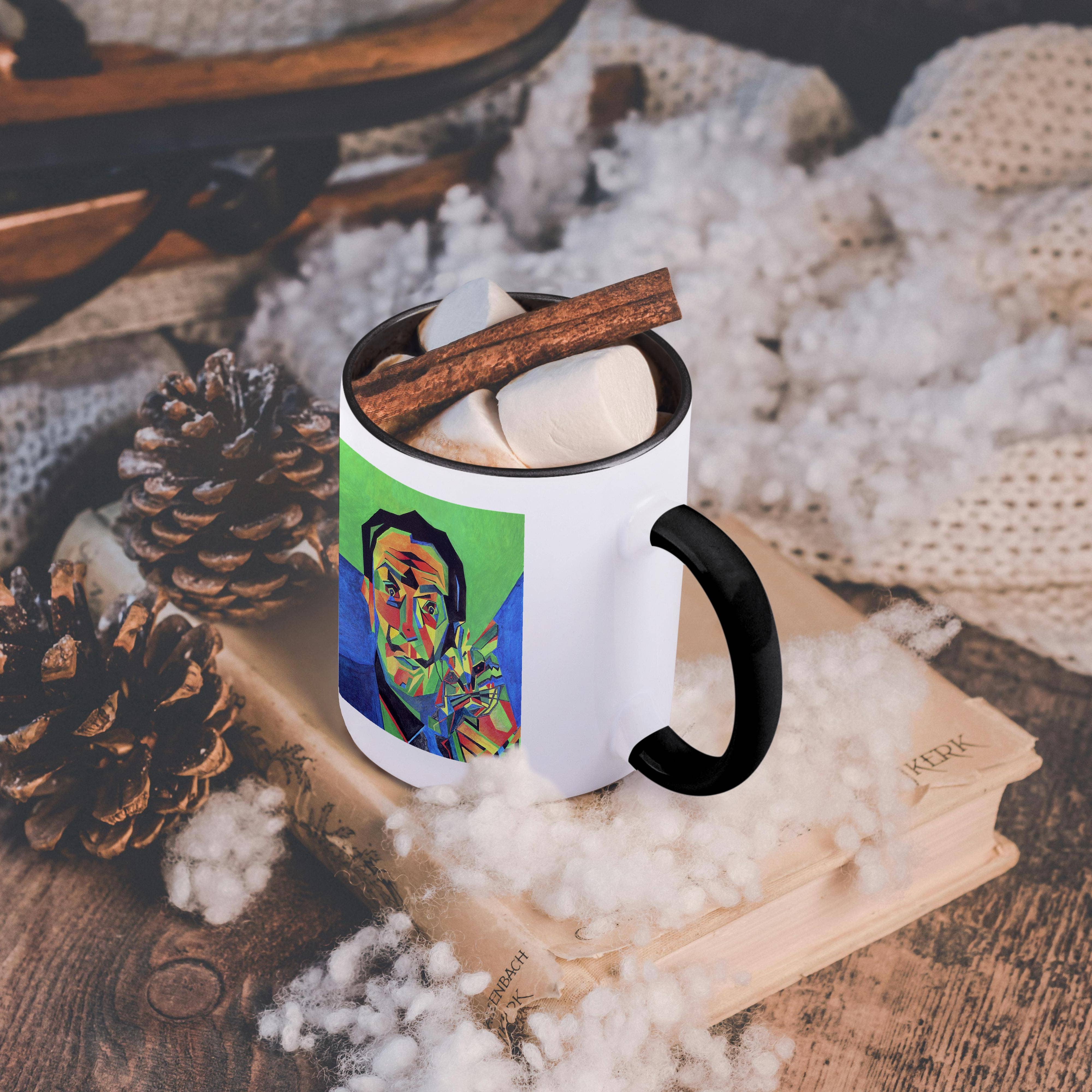 3dRose - Wholesale Coffee Mug - 3dRose, Dali with Ocelot and Cane - dali, salvador dali, ocelot, portrait, man, male, cat, Mug4
