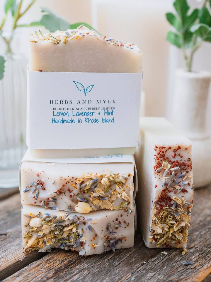 Lemon, Lavender & Mint Plant Based Bar Soap for wholesale by Herbs and Mylk