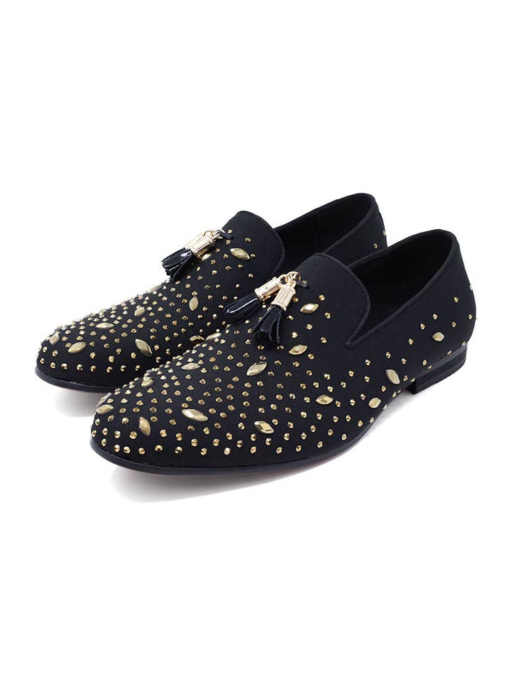 BARABAS - Wholesale Loafers - Men's - Men's Rhinestone Diamond Tassel Loafer Dress Shoes SH3080