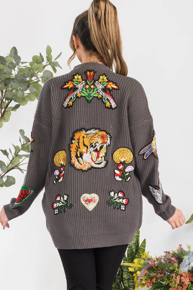 H&H Fashion Inc. – wholesale Cardigan – Women’s – W1602 - Button Down Patch Knit Cardigan6