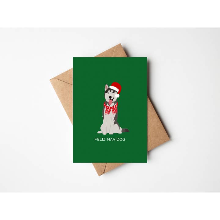 Feliz Navidog - Husky for wholesale by Howdy Stranger Studio