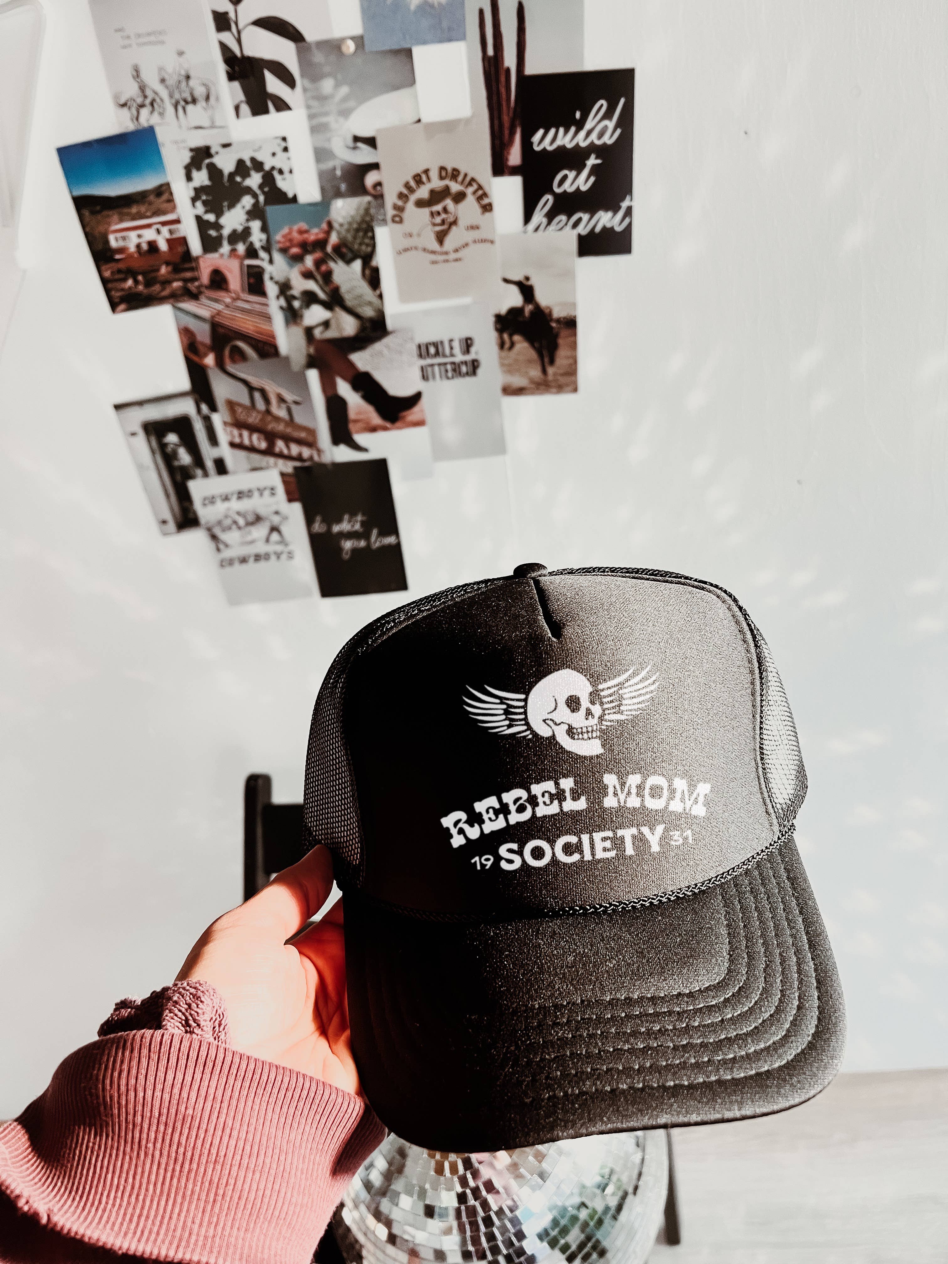 WE THE BABES - Wholesale Trucker Hat - Women's - Rebel Mom Society Trendy Grunge Trucker Hat - Black1