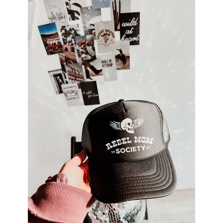 WE THE BABES - Wholesale Trucker Hat - Women's - Rebel Mom Society Trendy Grunge Trucker Hat - Black1