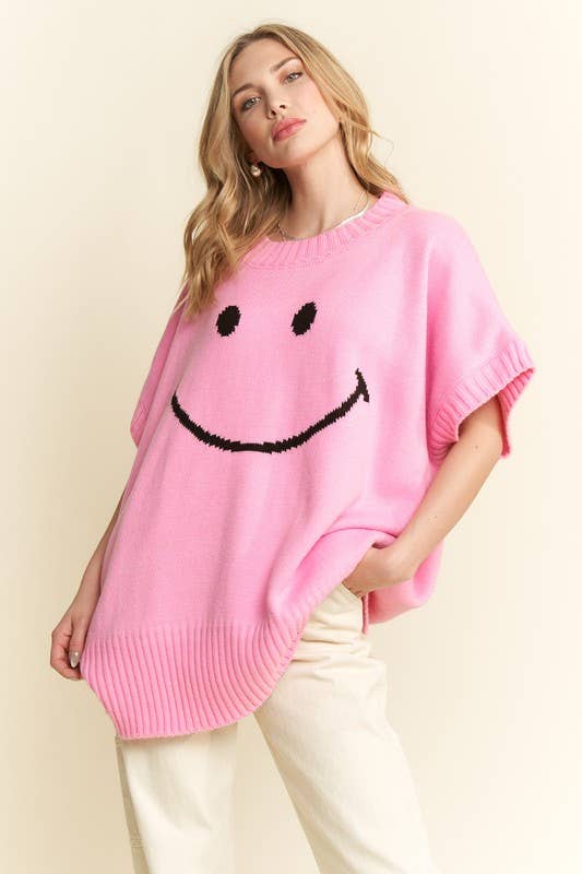 JADE BY JANE - Wholesale Knit Top - Women's - SHORT SLEEVE SMILE OVERSIZED KNIT TOP4