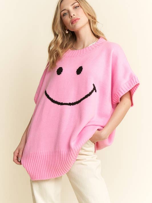 JADE BY JANE - Wholesale Knit Top - Women's - SHORT SLEEVE SMILE OVERSIZED KNIT TOP4
