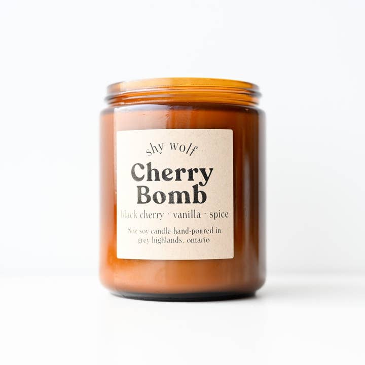 Shy Wolf Candles - Wholesale Jar/Filled Candle - Cherry Bomb - Black Cherry, Vanilla Soy Candle, 70s Decor