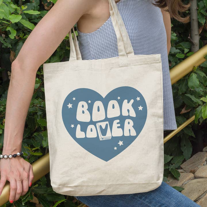 Heart Book Lover Tote Bag for wholesale by Lucky Luna Apparel
