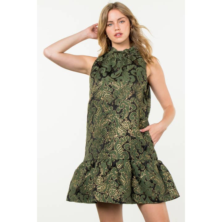 BLACK Sleeveless Textured Print Dress for wholesale on Faire