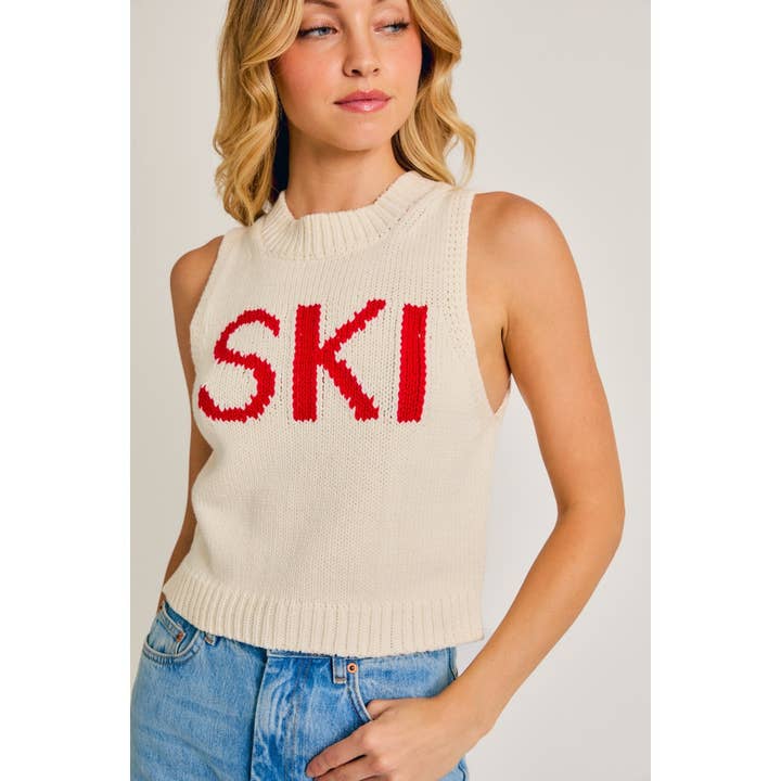 ROUND NECK SLEEVELESS SKI CHUNKY SWEATER for wholesale by Apolline