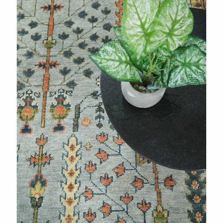 The Rug Decor, Inc. - Wholesale Area Rug - 8x10, 9x12, 10x14 and 12x15 Hand Knotted Rust and Blue Traditional Persian Vintage Heriz Serapi Wool Rug | TRDCP204