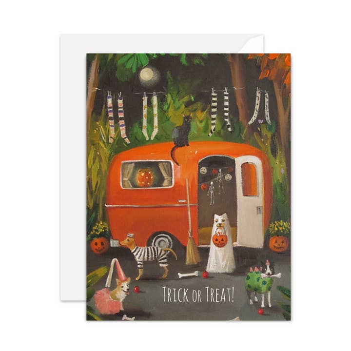 Carte d'Halloween Les Chiens pour la vente par JANET HILL STUDIO