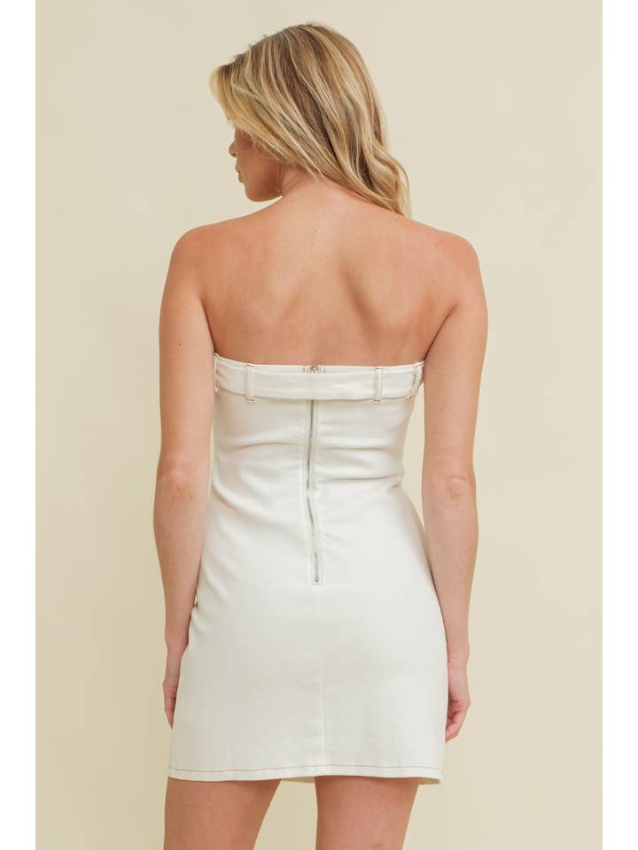 Cloud Ten – Engroshandel Kjole - Dame – Cloud Ten stropløs denim minikjole med sløjfedetalje11