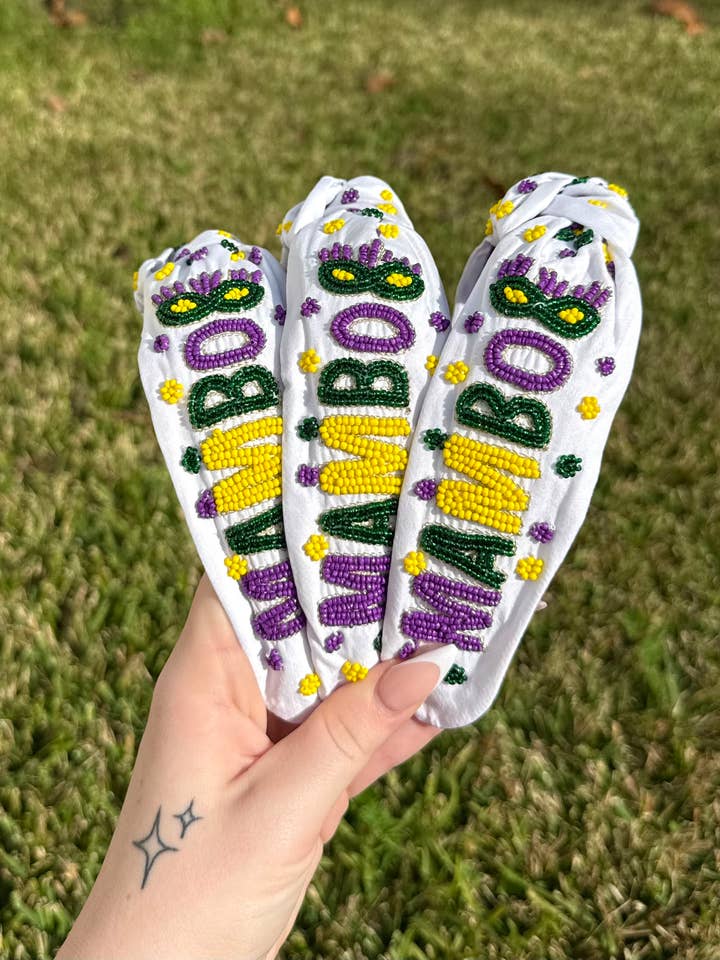 Mardi Gras Mambo Pannband för wholesale av La Luna Belle LLC