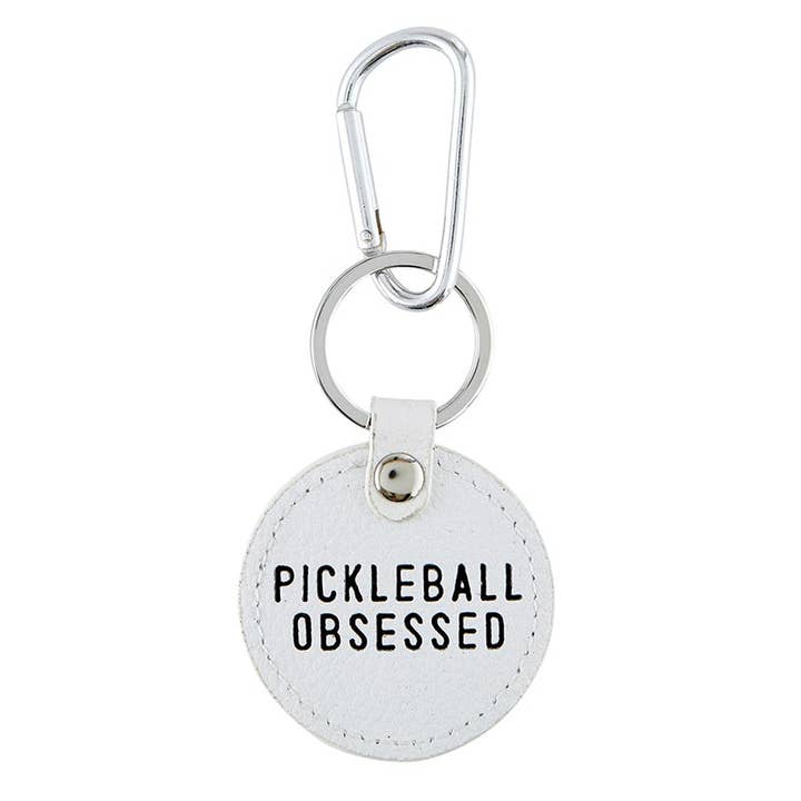 Round Leather Keychain - Pickleball Obsessed for wholesale by Santa Barbara Design Studio by Creative Brands