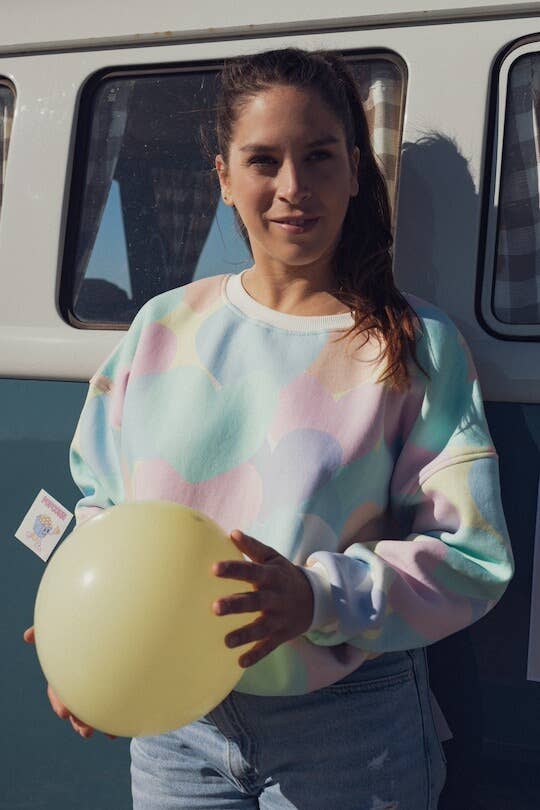 Ayuna - Wholesale Graphic Sweatshirt - Women's - Oversized Cotton Sweatshirt Slightly Cropped - Love1