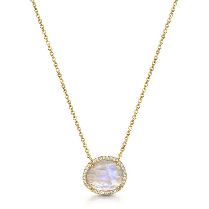 Malaika Rainbow Moonstone Island Necklace for wholesale by Fervor Montréal