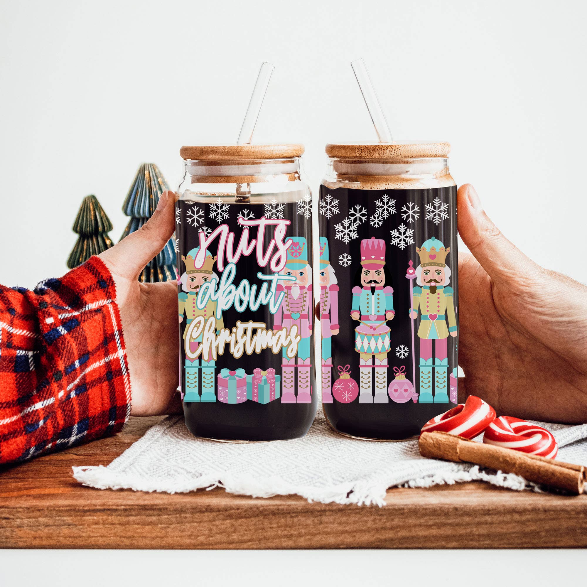 Gia Roma - Vente Gourde/bouteille isotherme - Verres en verre et cadeaux de cuisine de Noël Candy Cane82