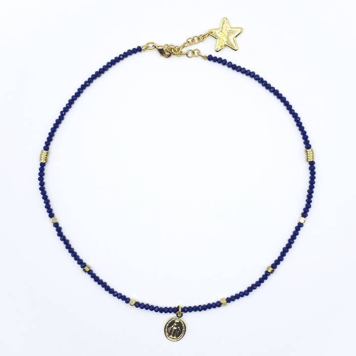 Krystal choker med Jomfru Maria medaljon for engroshandel hos Philae Paris