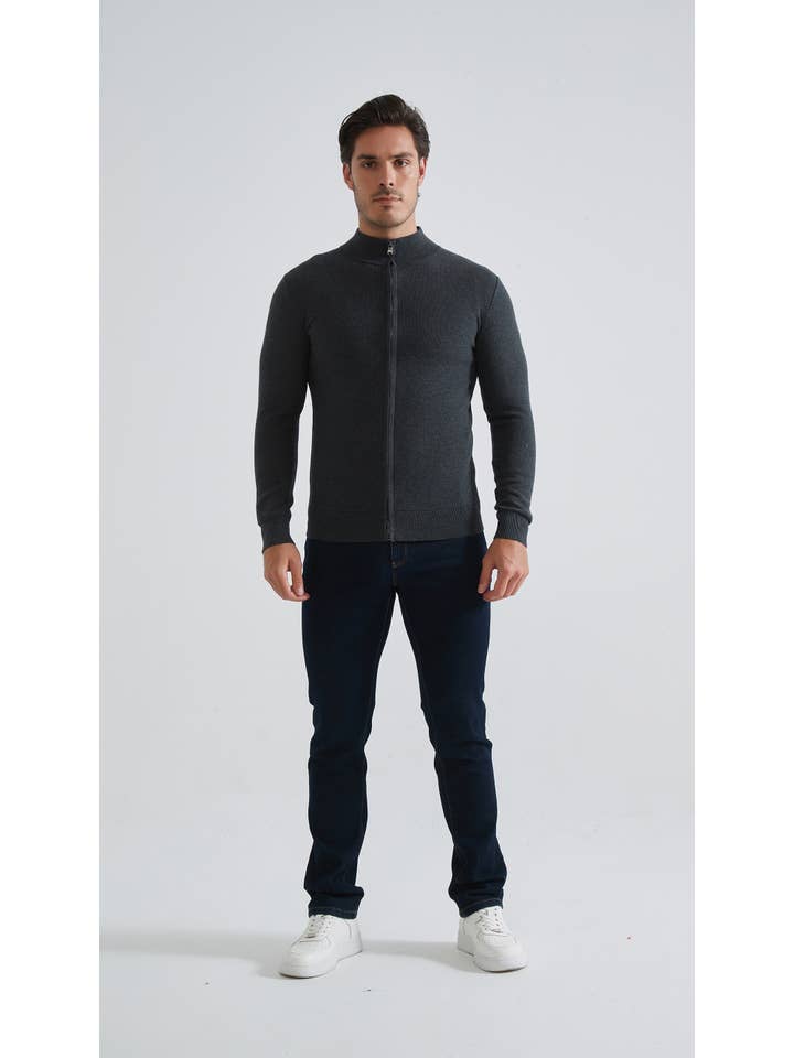 Yves Enzo – Pulôver - Homem por atacado – Colete 100% algodão piqué - Antracite