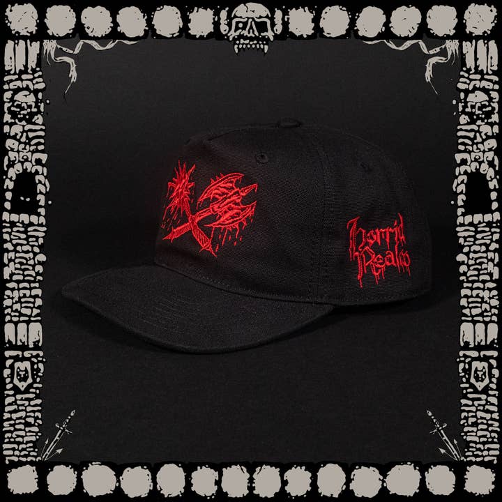 BLACK/RED "WEAPON" HAT for wholesale by Horrid Realm