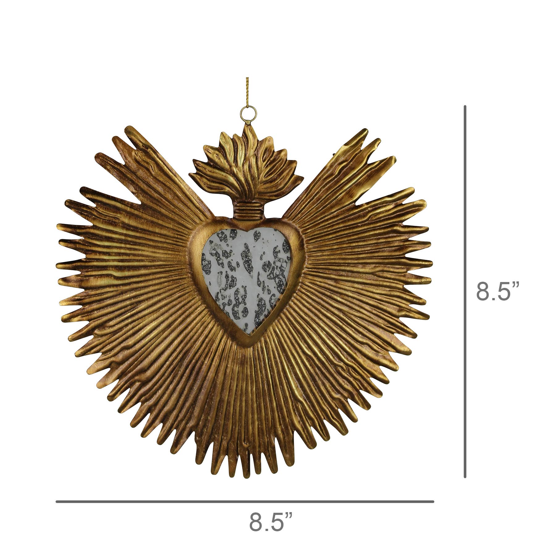 HomArt - Wholesale Ornament - Milagro Heart with Mirror, Gold Antique2