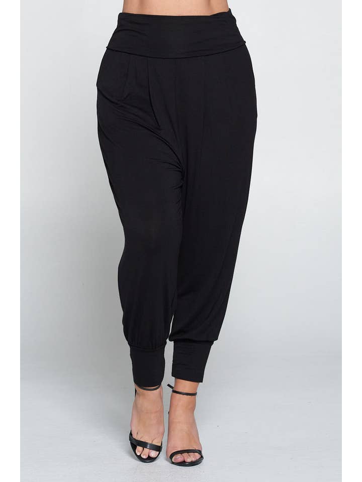 Allium - Wholesale Pants - Women's - Plus Size Banded Waist Harem Joggers