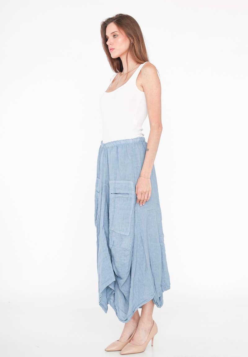LINEN & COTTON HOUSE - Wholesale Jumpsuit - Women's - LINEN SAROUEL SKIRT WITH POCKETS 9917 663319