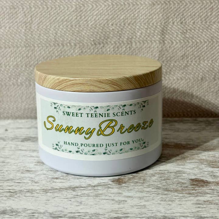 Sunny Breeze White Tin Candle for wholesale by Sweet Teenie Scents