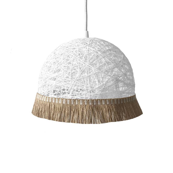 White Jute Fringe Lamp Nordic Lighting for wholesale by Geometrik Design