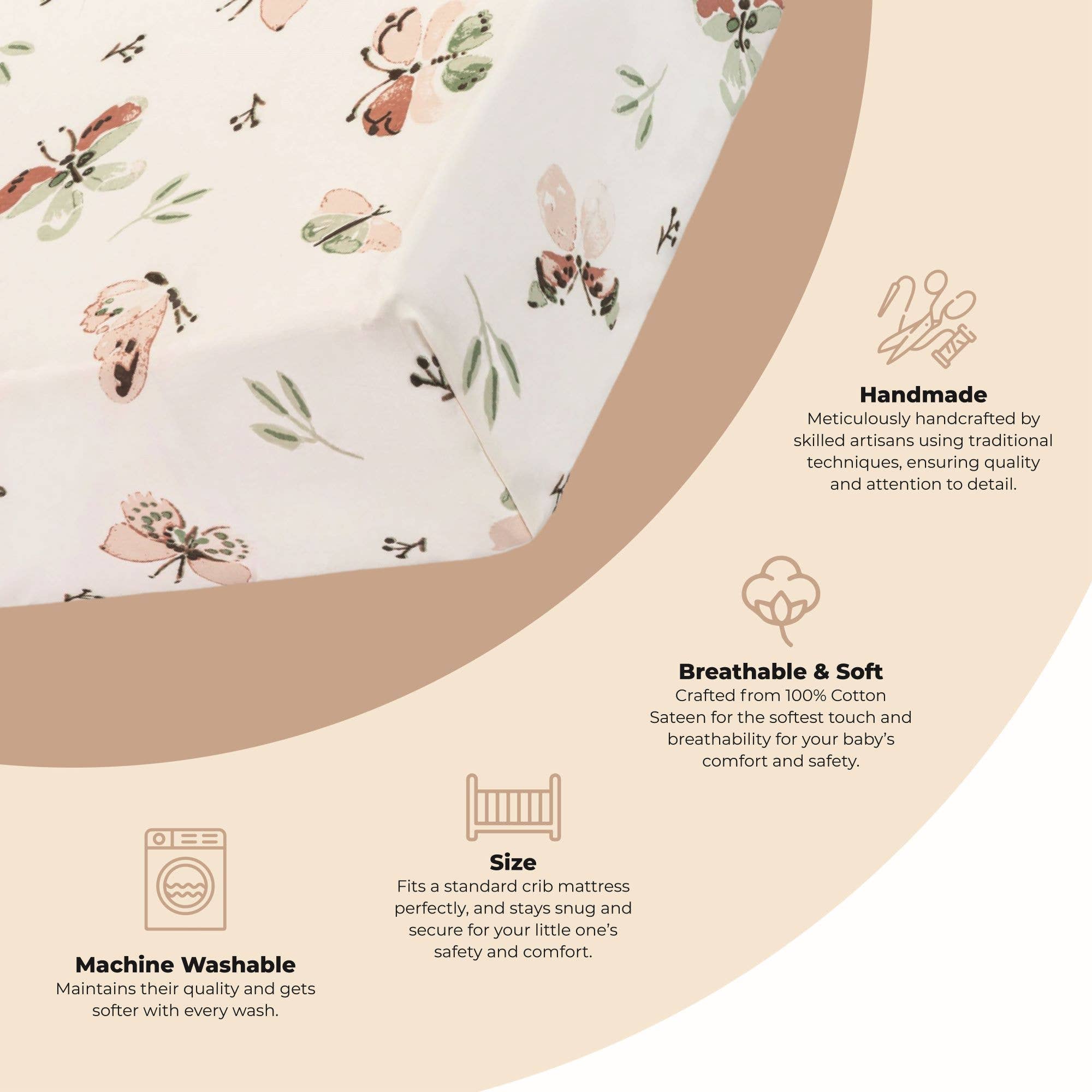 Crane Baby – wholesale Cot/crib sheets – Parker Fitted Crib Sheet (Butterfly)2