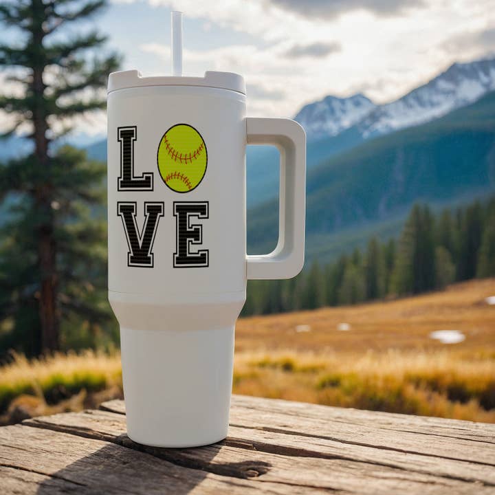 3dRose - Wholesale Insulated Mug/Tumbler - 3dRose, Print of Love Softball, Tumbler8