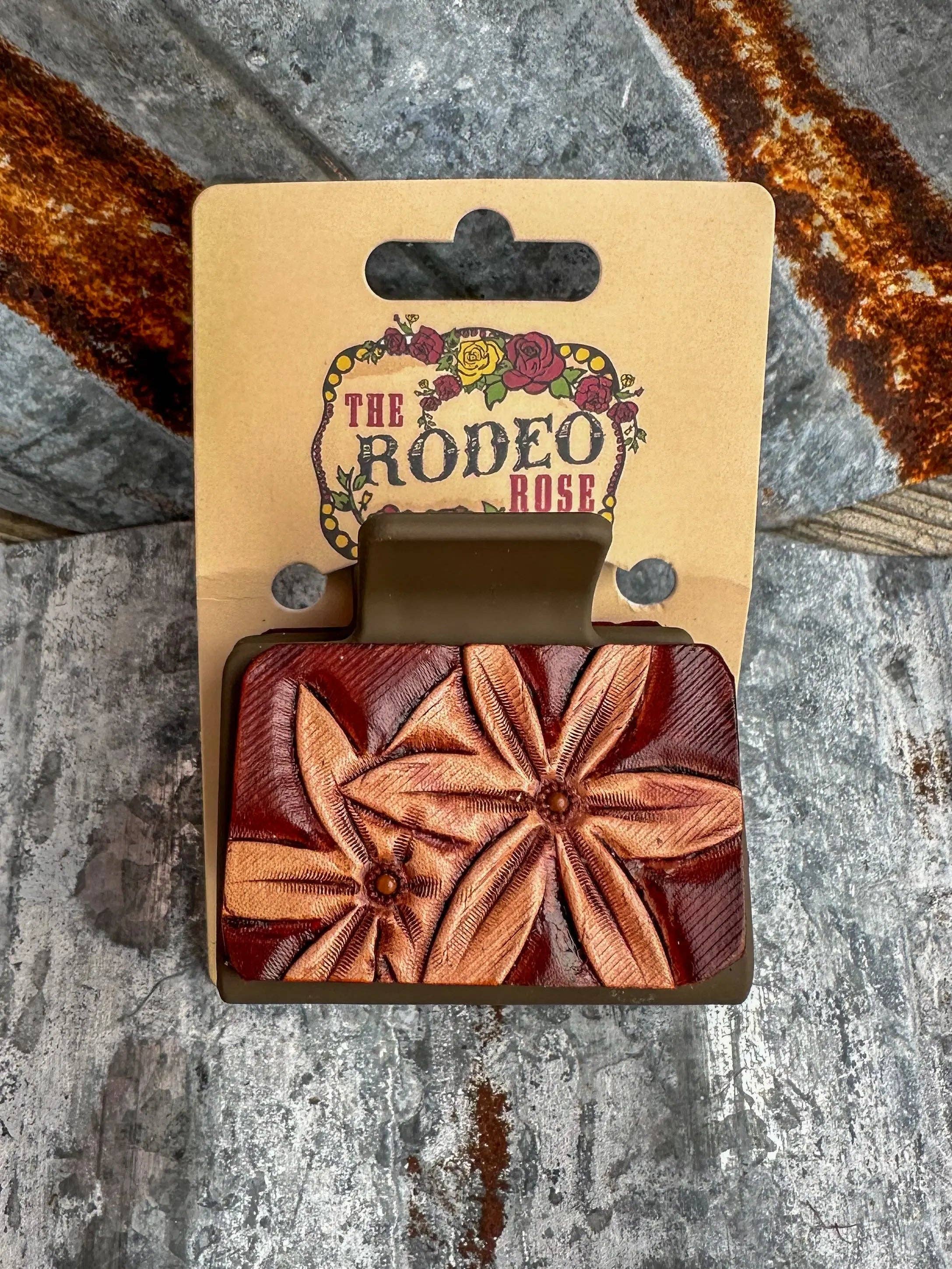 The Rodeo Rose – Clips para cabelo - Mulher por atacado – Presilha de Cabelo em Couro Trabalhado Margarida Cowgirl Rodeo Western Cowboy2