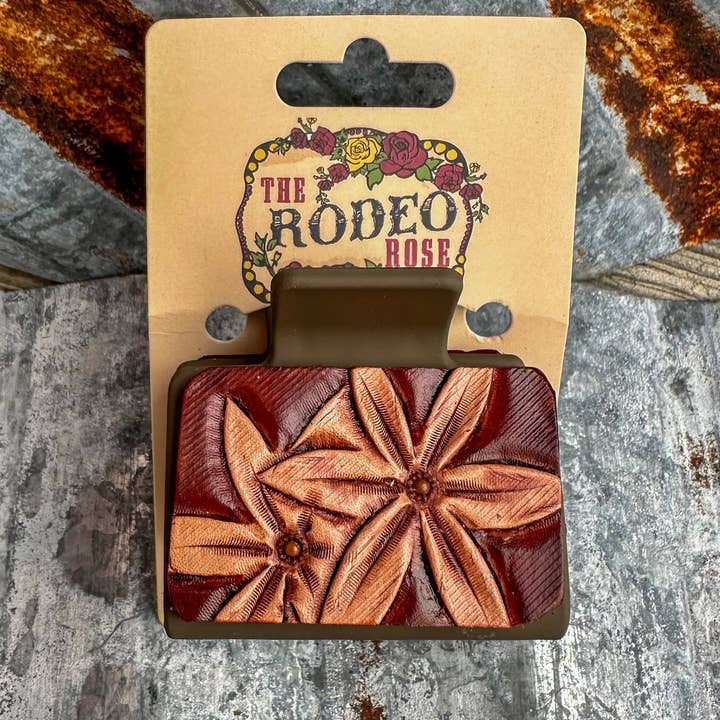 The Rodeo Rose – Clips para cabelo - Mulher por atacado – Presilha de Cabelo em Couro Trabalhado Margarida Cowgirl Rodeo Western Cowboy2